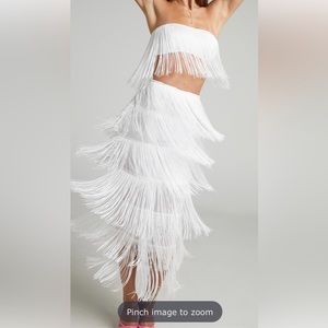 2piece white fringe set